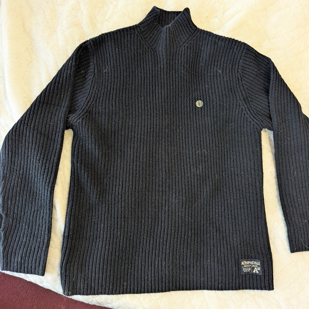 Aeropostale Men's Charcoal Mock Turtleneck Sweater